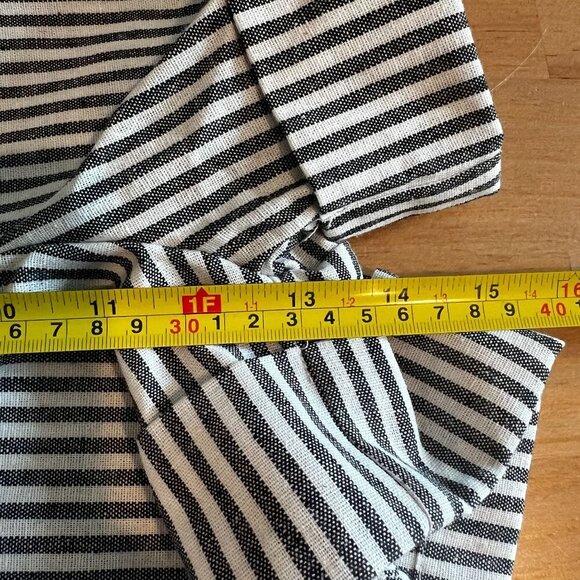 Evidnt Anthro High Rise Short SMALL White Gray Striped Linen Blend - Picture 9 of 10